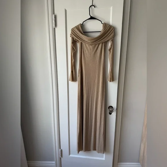 Meshki Marcel Nude Diamanté off the shoulder dress - Picture 5 of 9